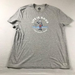 Life Is Good Shirt Mens XXL Gray Short Sleeves Classic Fit Pullover Crusher Tee
