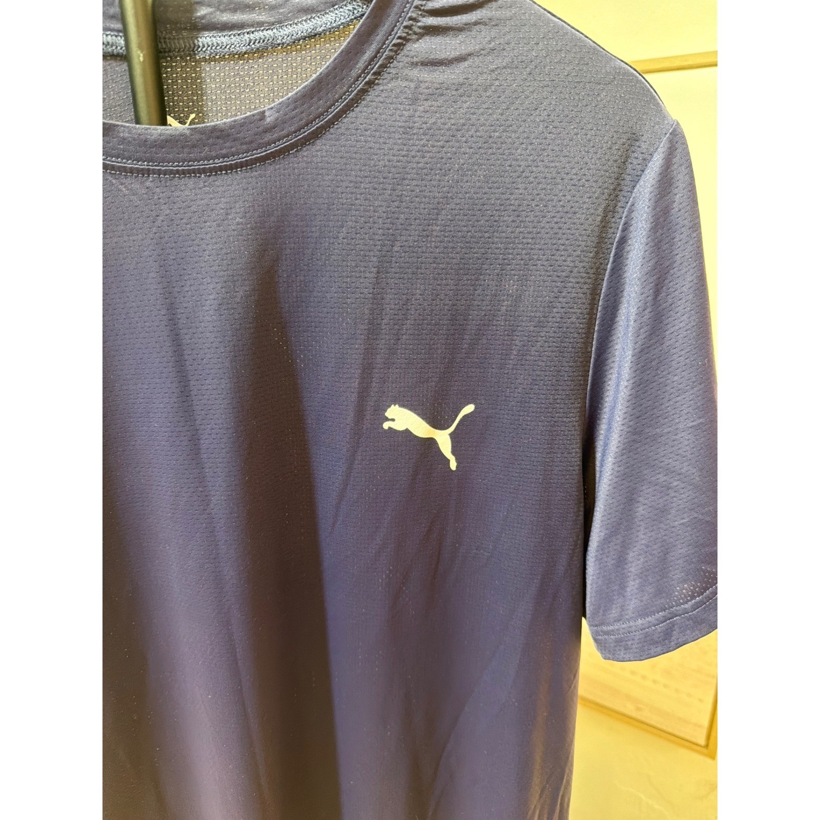 Puma Mens Active Training T-Shirt Navy Blue Mesh Performance Gym Top Size Small gallery
