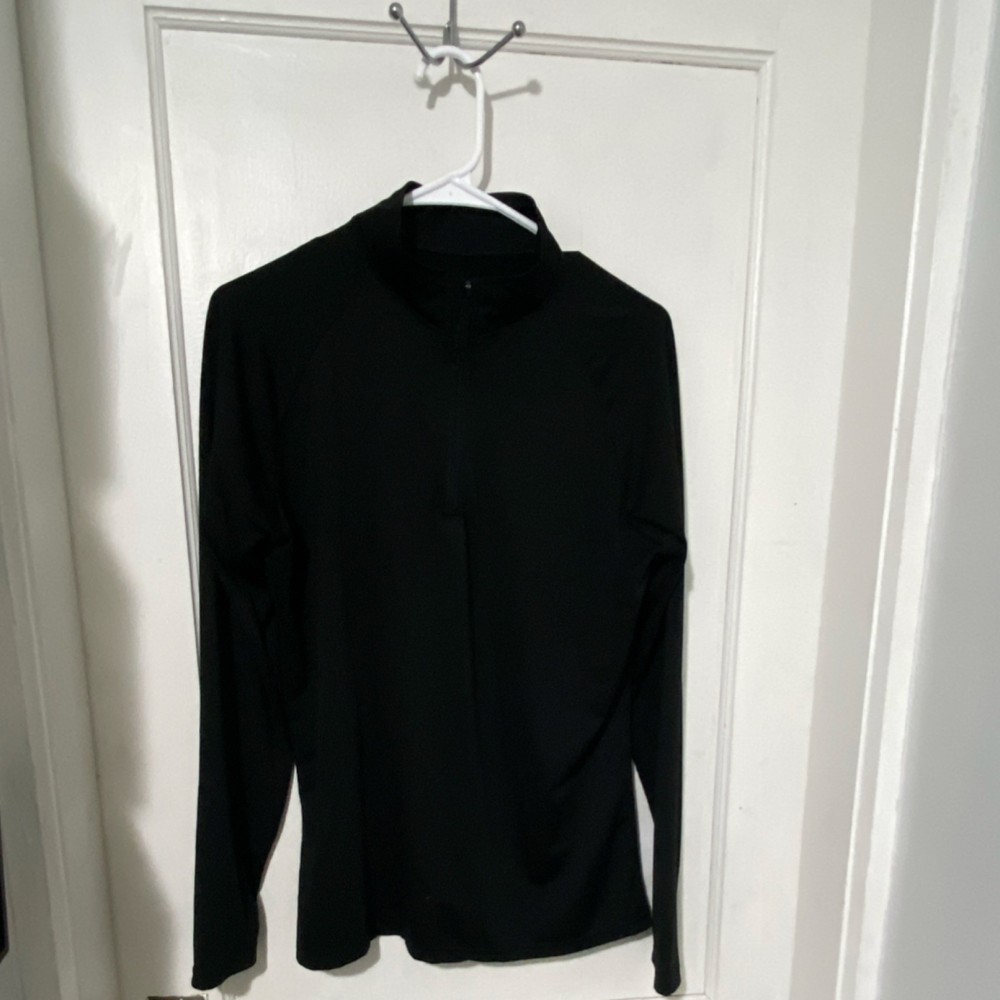 Real Essentials Women’s Black Mock Neck 1/4 Zip Long Sleeve Activewear Top XL