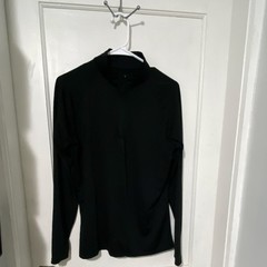Real Essentials Women’s Black Mock Neck 1/4 Zip Long Sleeve Activewear Top XL