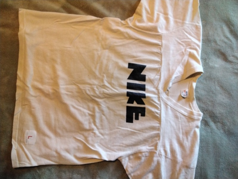 Vintage NIKE Block Letter Logo Jersey Shirt in Men's Large 1978-1983 Era gallery