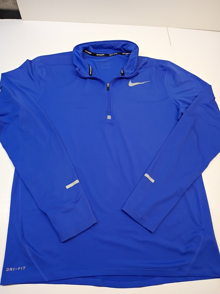 Nike Men's Running Pullover Dri-Fit 3/4 Zip Long Sleeve Shirt Royal Blue Size M!