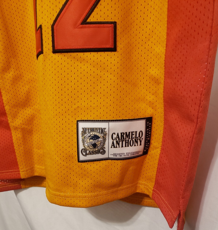 Carmelo Anthony Authentic Classics HS Basketball Jersey XS Yellow Red HeadGear gallery