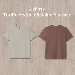 NWT Vuori Men’s Strato Tech Tee – Truffle Heather & Sable Heather color – Sale