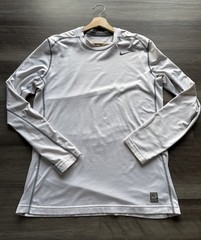 NIKE MEN’S LARGE WHITE PRO COMBAT HYPERWARM FITTED PULLOVER