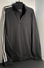 adidas 1/4 Zip Black Pullover Long Sleeve w/ Three Stripes Men’s Size Large EUC
