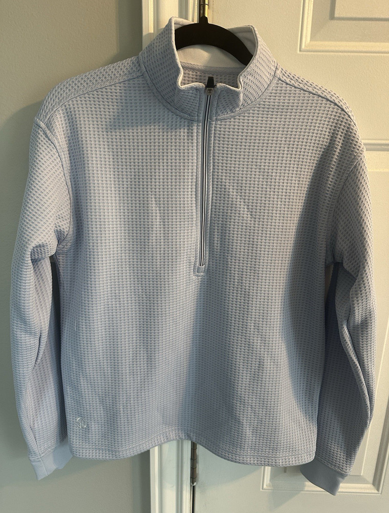 Straight Down Performance Outerwear Textured 1/4 Zip Golf Pullover S Blue