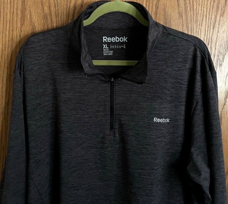 Reebok Heathered Gray Pullover Shirt Performance Workout 1/4 Zip Mens Size XL gallery