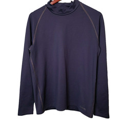 Reebok Play-Dry Navy Blue Long Sleeve High Neck Athletic T-Shirt Mens L Fitted