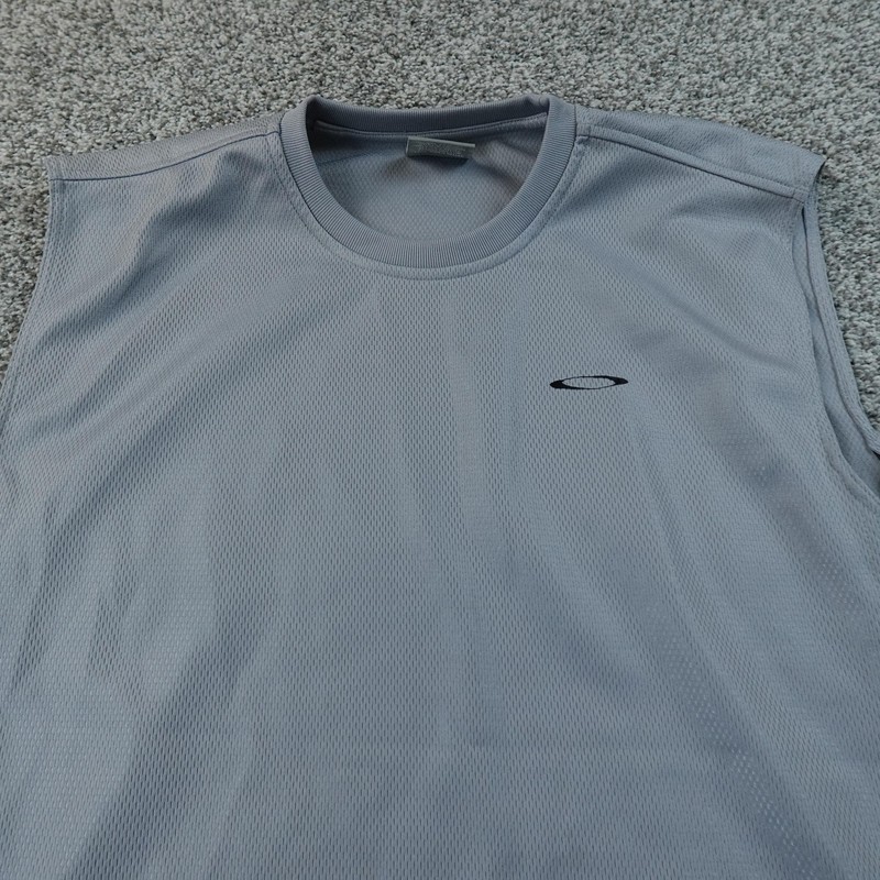 VTG 90s Y2K Tank Top Mens L Gray Mesh Sleeveless Athletic Gym Workout Running gallery
