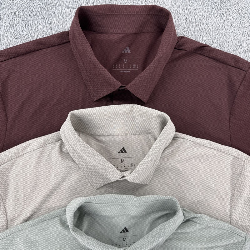 Adidas Mens Ultimate 365 Tour Polo Shirt Sz M Texture Printed Mesh Lot of 5 gallery