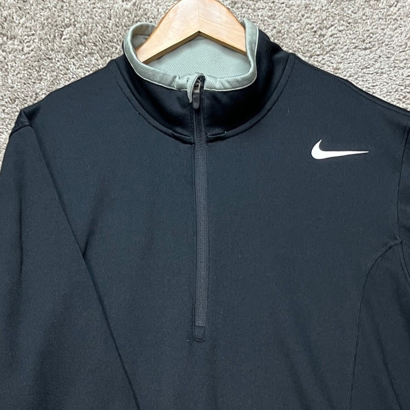 Nike Pullover Men Large Black Long Sleeve Quarter Zip Performance Dri-FIT Swoosh gallery