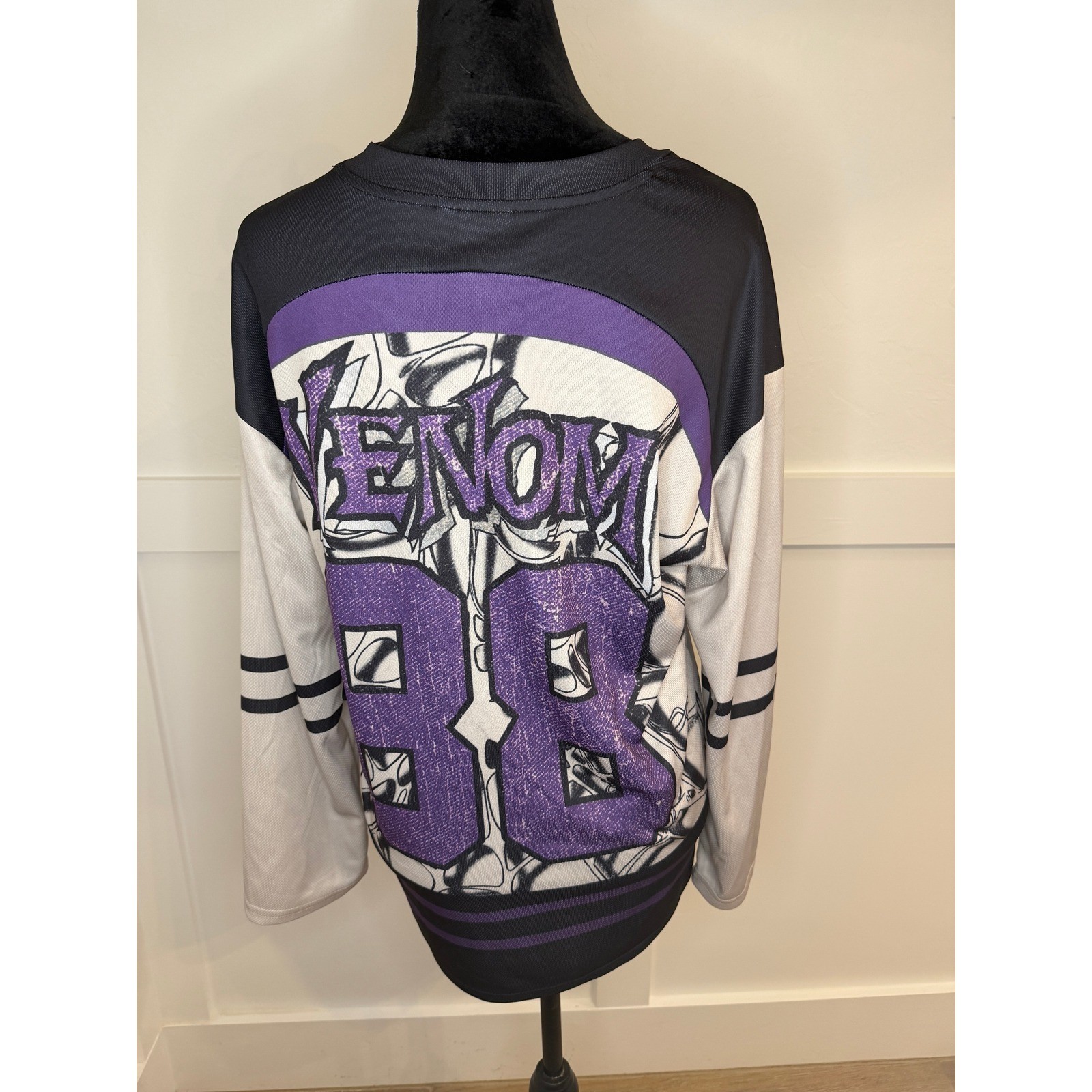 Marvel Venom Lethal Protector Jersey Graphic Hockey Shirt Purple Black White S gallery