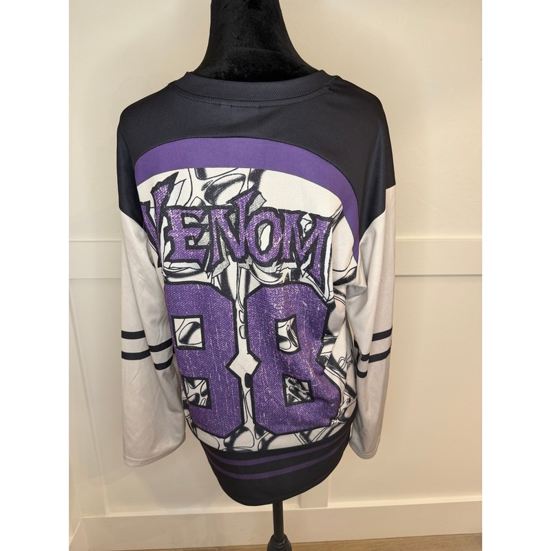 Marvel Venom Lethal Protector Jersey Graphic Hockey Shirt Purple Black White S gallery