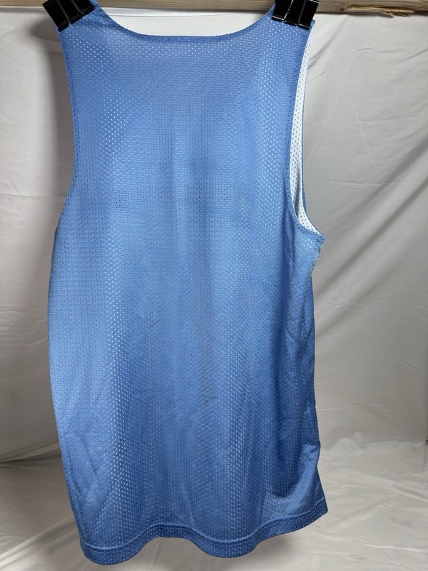 Mens Mesh Lined Sleeveless Light Blue / White Reversible Basketball Jersey Sz SM gallery