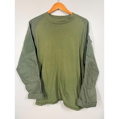 TRU-SPEC Combat Shirt Mens Large Green Baselayer Cordura Ripstop Tactical LS