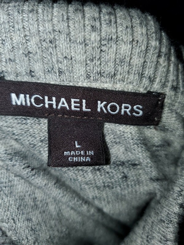 MICHAEL KORS 1/4 ZIP GRAY THERMAL PULLOVER LONG SLEEVE SHIRT SZ Large Fits small gallery