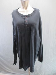 Duluth Size XL Longtail Mens Blk 100% Cotton Buttons Activewear Henley Shirt 551