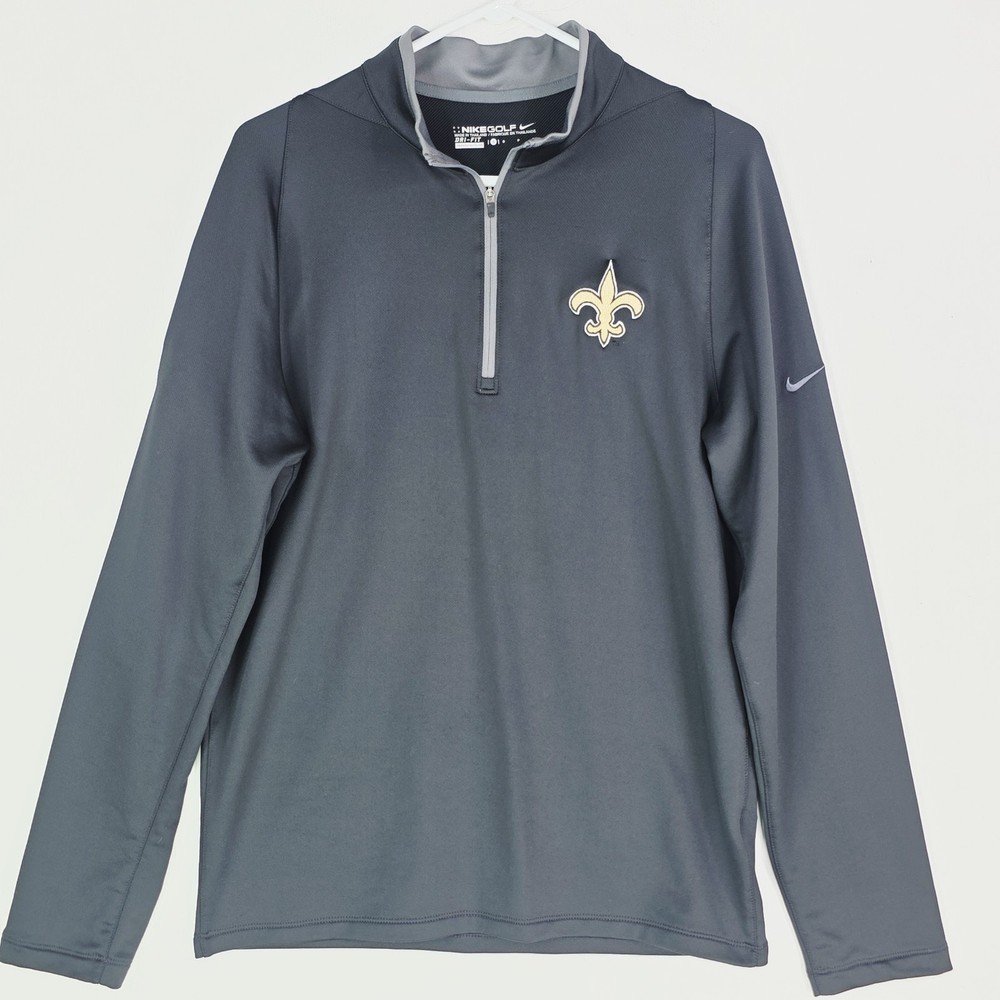 Nike Golf Pullover Mens Small Black 1/4 Zip Dri Fit Saints Bud Light Logo 779795