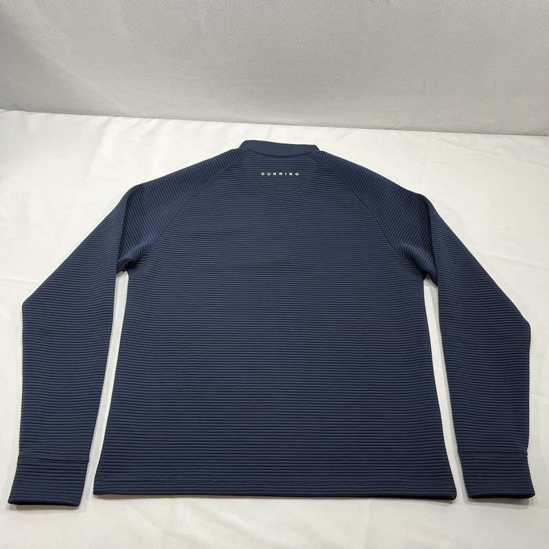 DUNNING RIBBED 1/4 ZIP GOLF PULLOVER POLYESTER SPANDEX BLEND BLUE MENS MEDIUM gallery