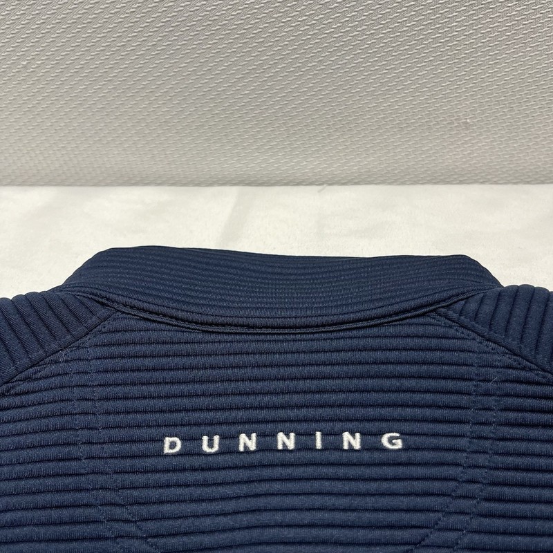 DUNNING RIBBED 1/4 ZIP GOLF PULLOVER POLYESTER SPANDEX BLEND BLUE MENS MEDIUM gallery