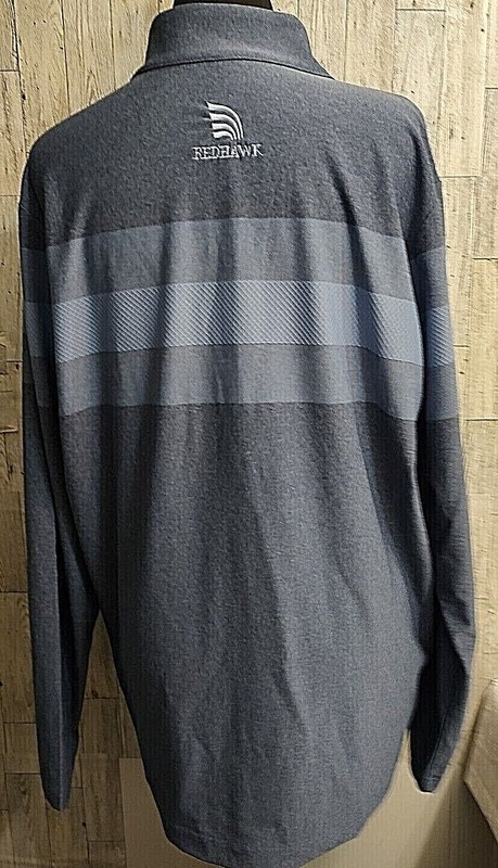 Antigua Red Hawk Men's Grey Blue 1/4 zip long sleeve Pullover Size Large gallery