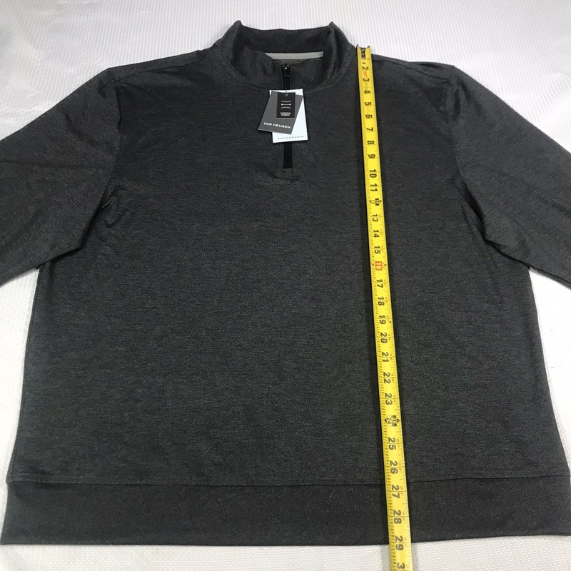 Van Heusen Mens XL Grey Heather 1/4 Zip Pullover Long Sleeve Performance Shirt gallery