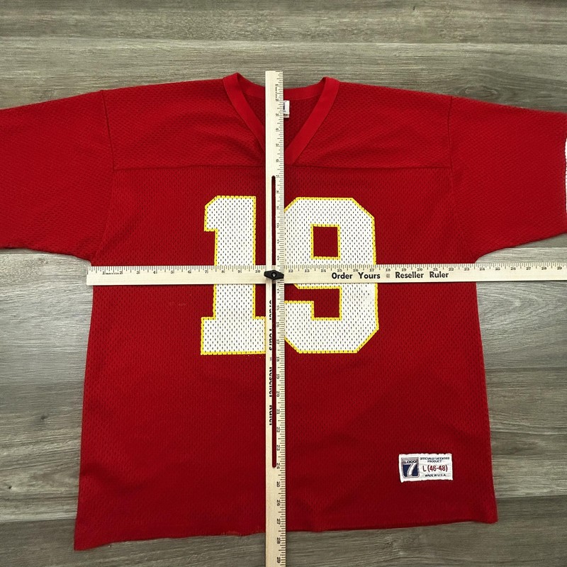 Vintage Logo 7 Football Jersey Mens Large Red Kansas City Chiefs Made USA 90s gallery