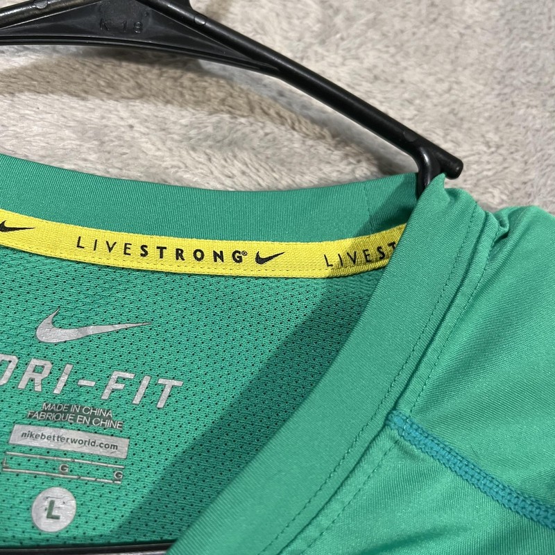 Nike Livestrong Dri-Fit Shirt Mens Large Green Black Running Athletic Tee gallery