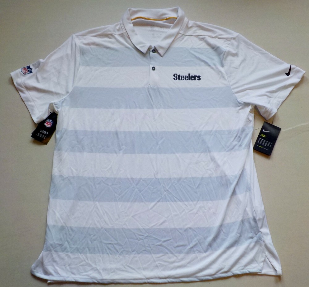 PITTSBURGH STEELERS NIKE DRI-FIT GOLF COACHES POLO SHIRT MENS 2X 50-52 WHITE NWT