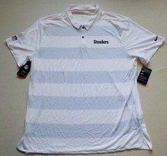 PITTSBURGH STEELERS NIKE DRI-FIT GOLF COACHES POLO SHIRT MENS 2X 50-52 WHITE NWT