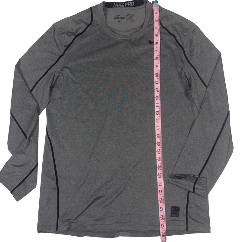 Nike Pro Dri-FIT Mens Long Sleeve Fitted Training Shirt Grey Large RN56323 gallery