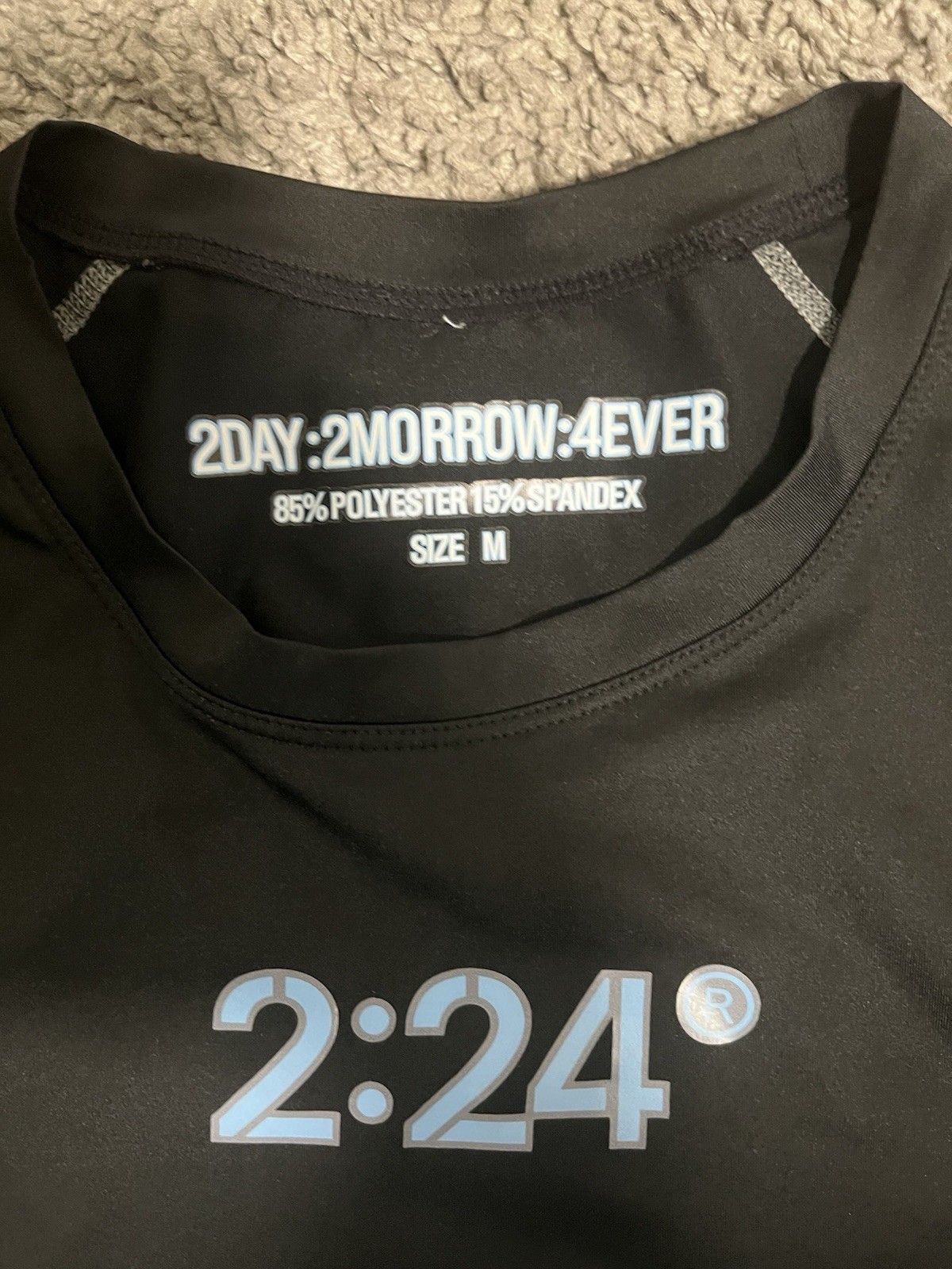 2DAY:2MORROW:4EVER 2:24 Logo Men’s Black Athletic Stretch Tee Crew M gallery