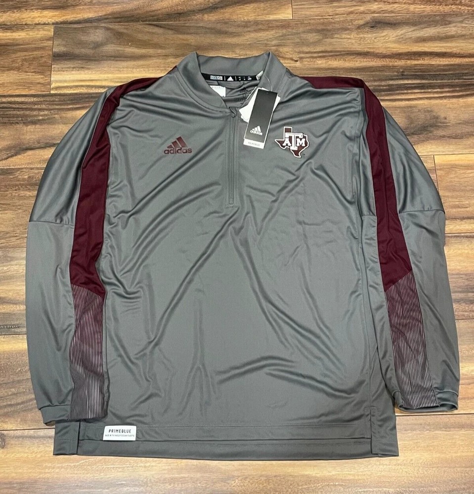 NEW Adidas SEC Texas A&M Aggies Football Men's 1/4 Zip Longsleeve Top (MSRP:$85)