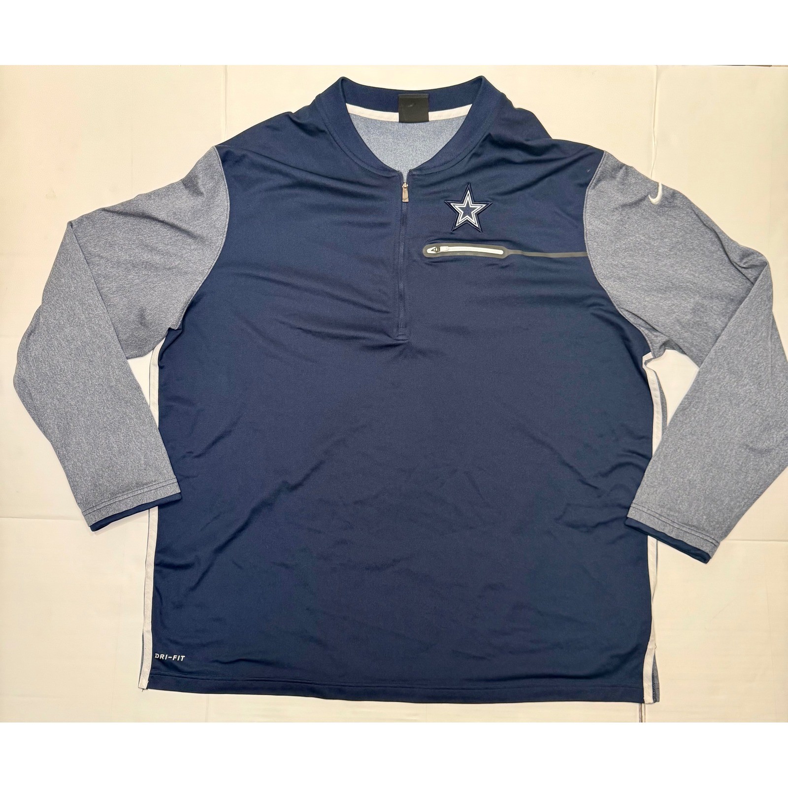 Nike Dallas Cowboys NFL Onfield Quarter Zip Pullover Navy Gray 3XL Dri-FIT gallery