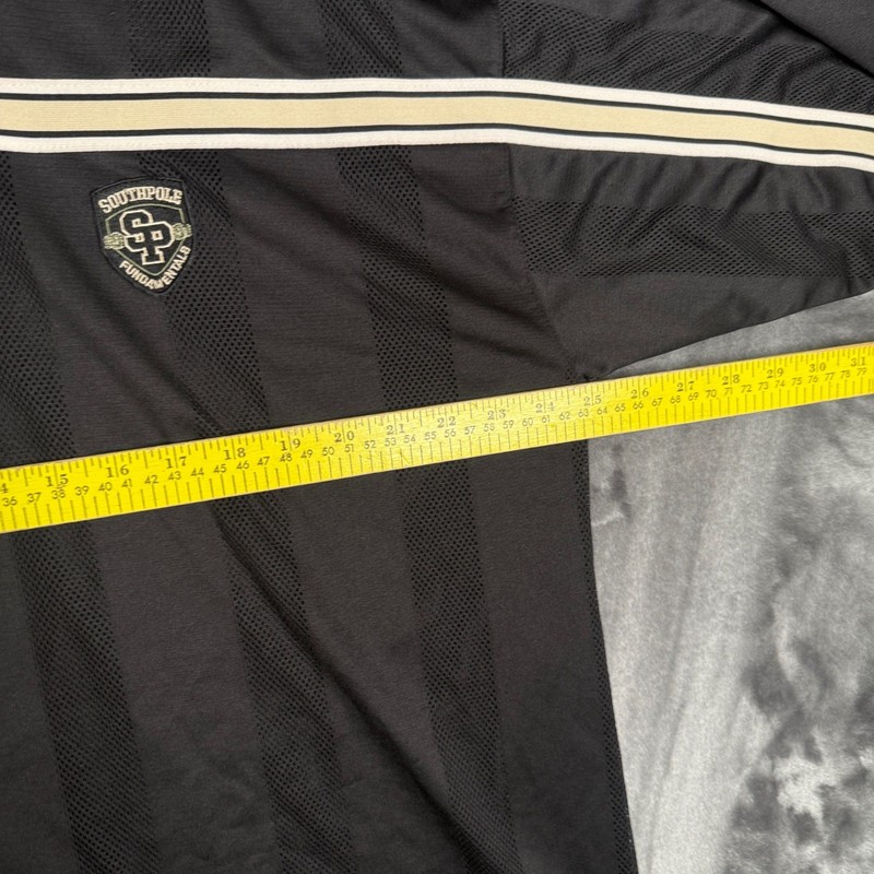 Southpole Jersey Mens XL Black Mesh Stripe V-Neck Streetwear Fundamentals gallery