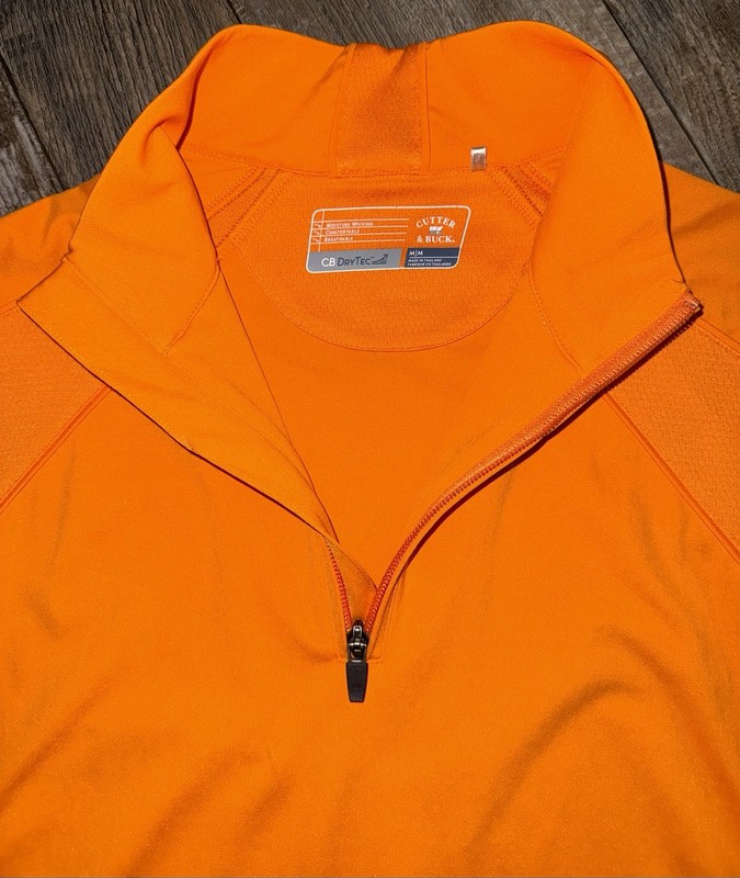 Cutter & Buck CB DryTec Moisture Wicking Orange Quarter-Zip Pullover Mens Medium gallery
