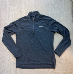 ASICS Men’s XL Gray Quarter Zip Pullover Performance Thumbhole Athletic Top