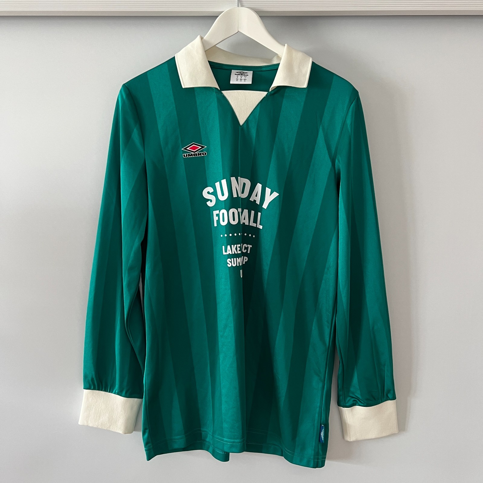 Umbro Sunday Football Shirt Striped Long Sleeve Jersey Vintage Style Size M gallery