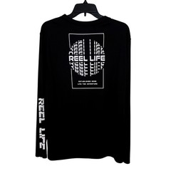 Reel Life Long Sleeve Performance Fishing Shirt Mens Large Black White Graphic