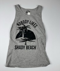 Crazy Dog Mens L Gray Tank Top Nobody Likes A Shady Beach Funny Graphic
