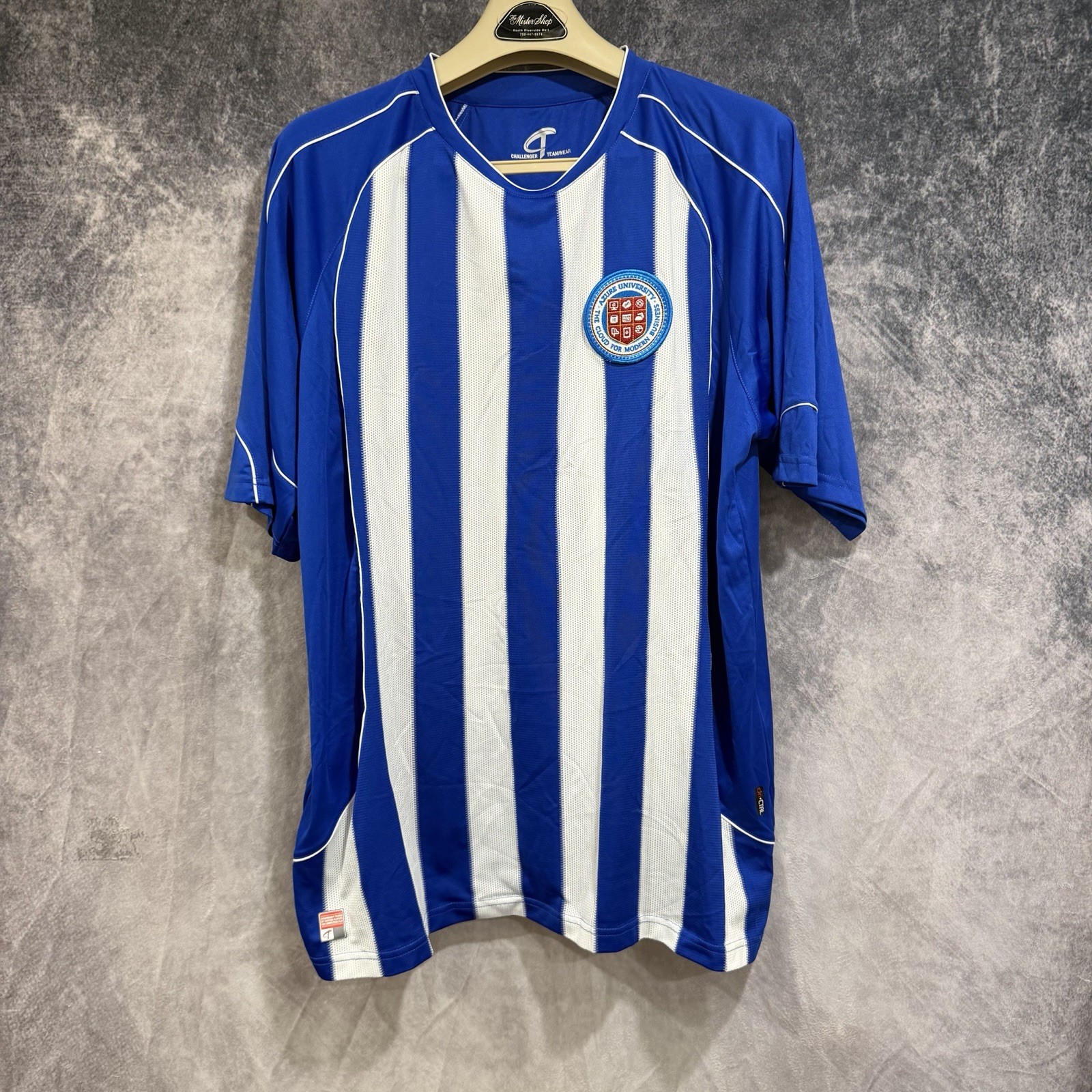 Azure University Short Sleeve Soccer Jersey Blue White Striped Unisex XL Shirt gallery