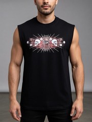 Lightning Clothing XXL Black Sleeveless Tank 100% Cotton Skull Spider Web