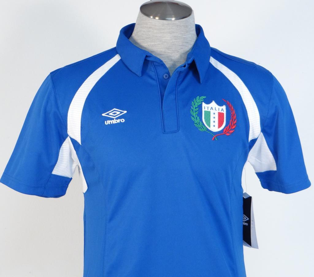 Umbro Moisture Wicking Italia Blue Short Sleeve Polo Shirt Mens NWT gallery