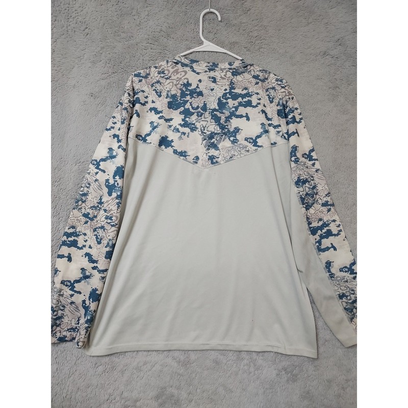 Huk Shirt Mens Large Fishing Performance Camo Long Sleeve White Blue WORN SPTOS gallery