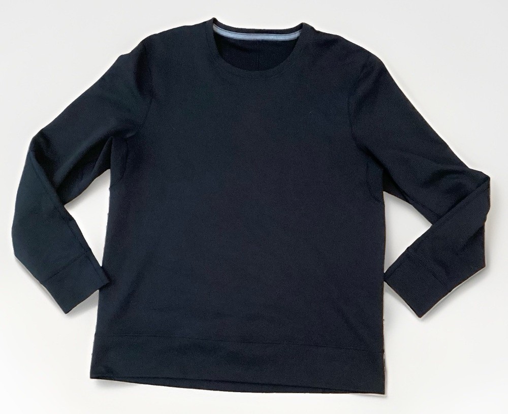 Ω Lululemon Shift Stitch Crew~POST WORKOUT Shirt~Black~Men’s LARGE~Free Shp~EUC