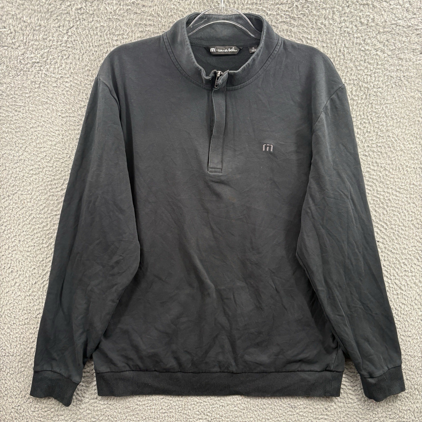 Travis Mathew Pullover Mens Extra Large Black Cloud Quarter Zip Long Sleeve Golf gallery