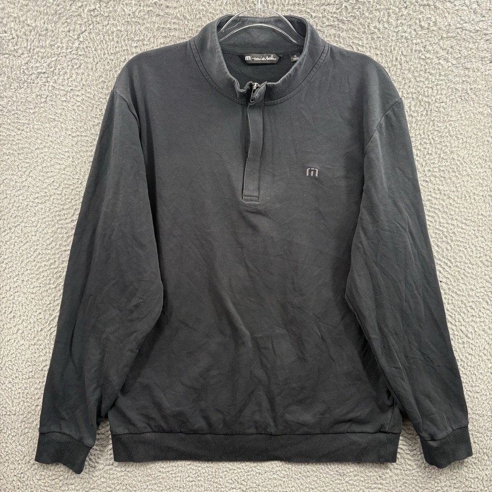 Travis Mathew Pullover Mens Extra Large Black Cloud Quarter Zip Long Sleeve Golf