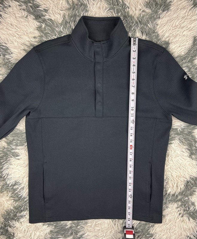Under Armour Men's Loose Mock Neck Black Long Sleeve Shirt Sz Large Snap Button gallery