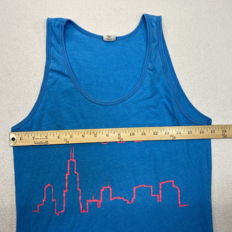 Uber Skyline Tank Top Adult M Blue Neon Fifty Fifty American Apparel Made in USA gallery